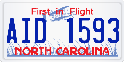 NC license plate AID1593