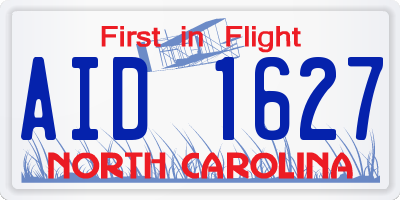 NC license plate AID1627