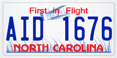 NC license plate AID1676