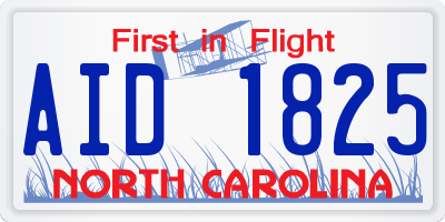 NC license plate AID1825
