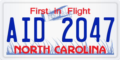 NC license plate AID2047