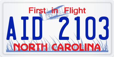 NC license plate AID2103