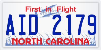 NC license plate AID2179