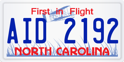 NC license plate AID2192