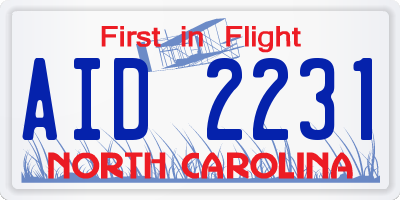 NC license plate AID2231
