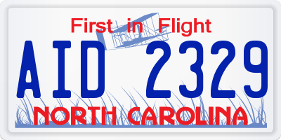 NC license plate AID2329