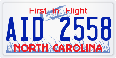 NC license plate AID2558