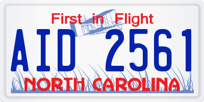 NC license plate AID2561