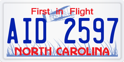 NC license plate AID2597