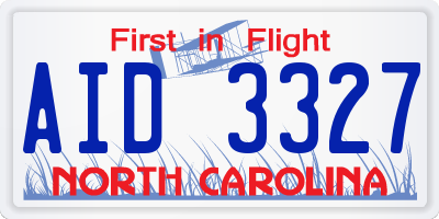 NC license plate AID3327