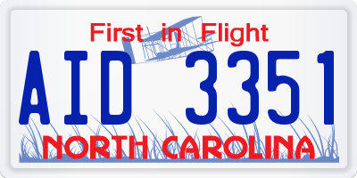 NC license plate AID3351