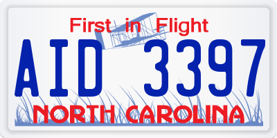 NC license plate AID3397