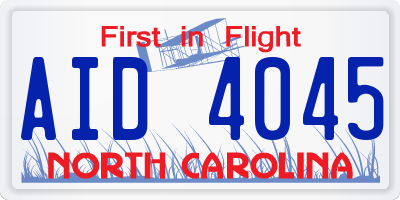 NC license plate AID4045