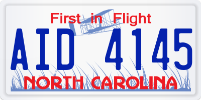 NC license plate AID4145