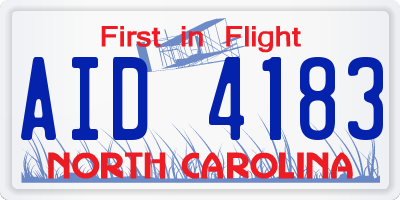 NC license plate AID4183