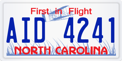NC license plate AID4241