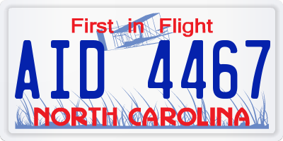 NC license plate AID4467