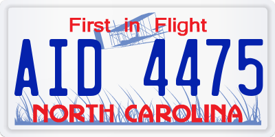 NC license plate AID4475