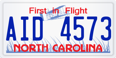NC license plate AID4573