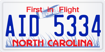 NC license plate AID5334