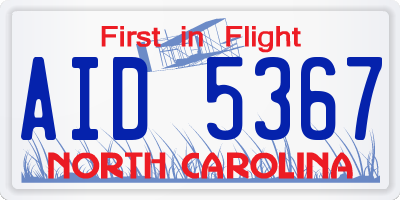 NC license plate AID5367