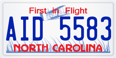 NC license plate AID5583