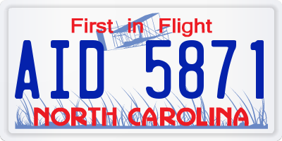 NC license plate AID5871