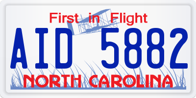 NC license plate AID5882