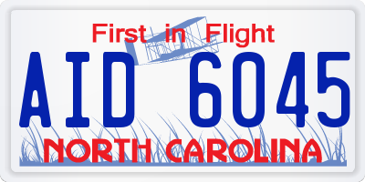 NC license plate AID6045