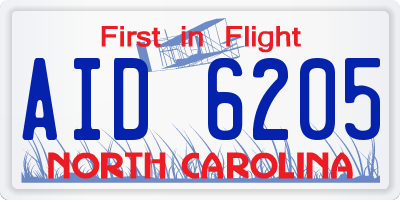 NC license plate AID6205