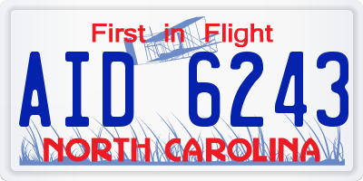 NC license plate AID6243