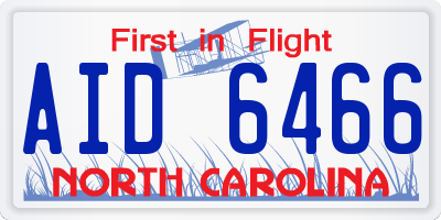 NC license plate AID6466