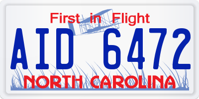 NC license plate AID6472