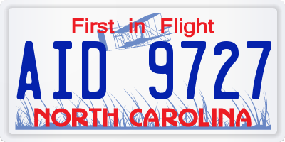 NC license plate AID9727