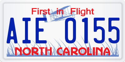 NC license plate AIE0155