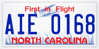 NC license plate AIE0168