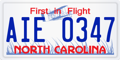 NC license plate AIE0347