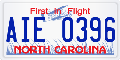 NC license plate AIE0396