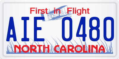 NC license plate AIE0480