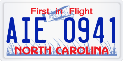 NC license plate AIE0941