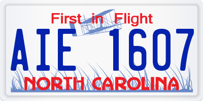 NC license plate AIE1607