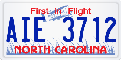 NC license plate AIE3712