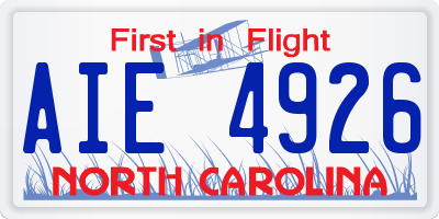 NC license plate AIE4926