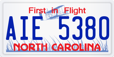 NC license plate AIE5380