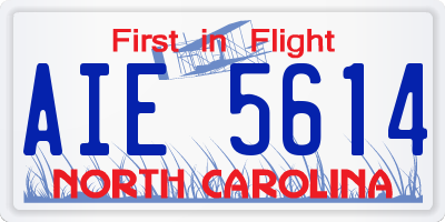 NC license plate AIE5614