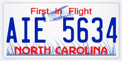 NC license plate AIE5634