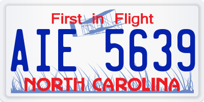 NC license plate AIE5639