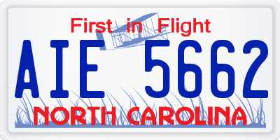 NC license plate AIE5662