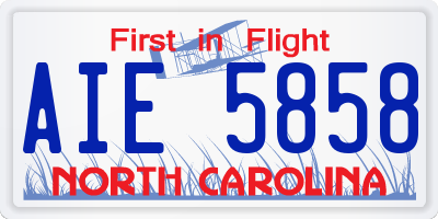 NC license plate AIE5858