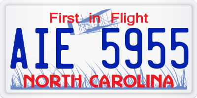 NC license plate AIE5955